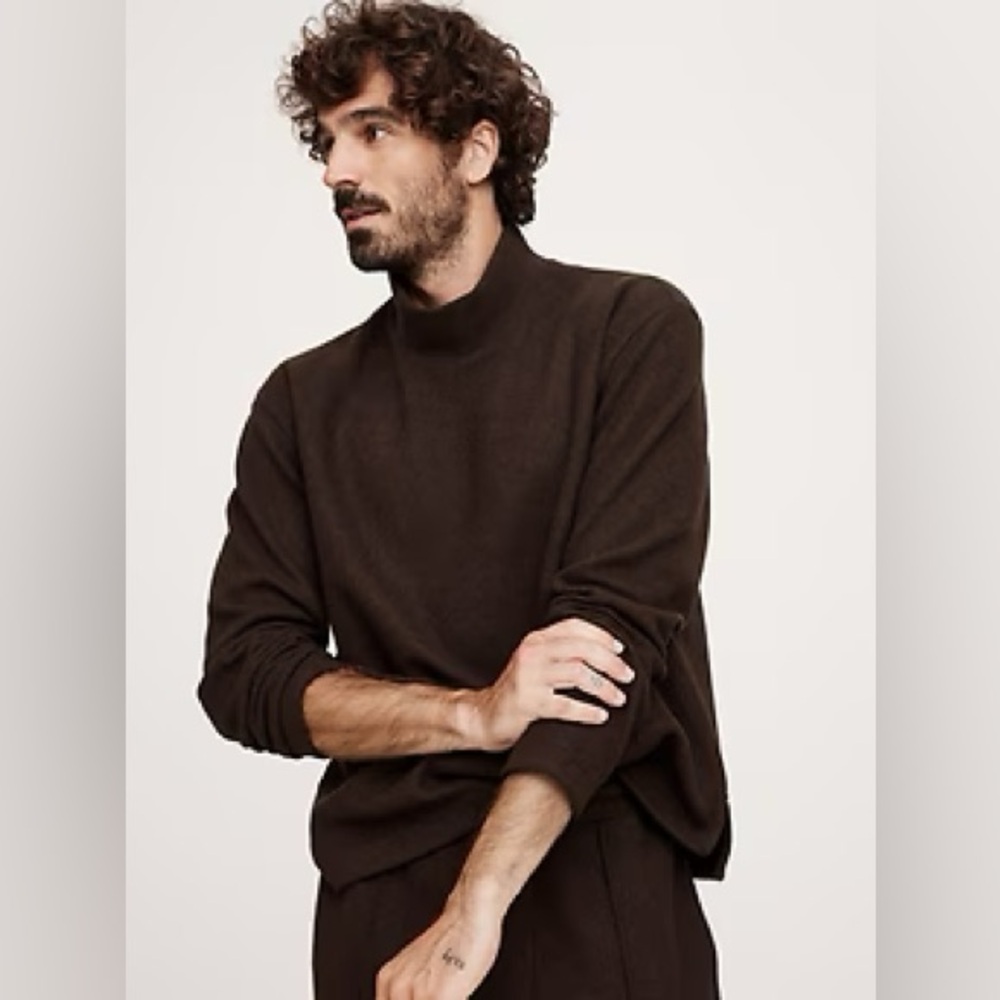 BANANA REPUBLIC BRUSHED MOCK-NECK SWEATSHIRT WITH WOOL